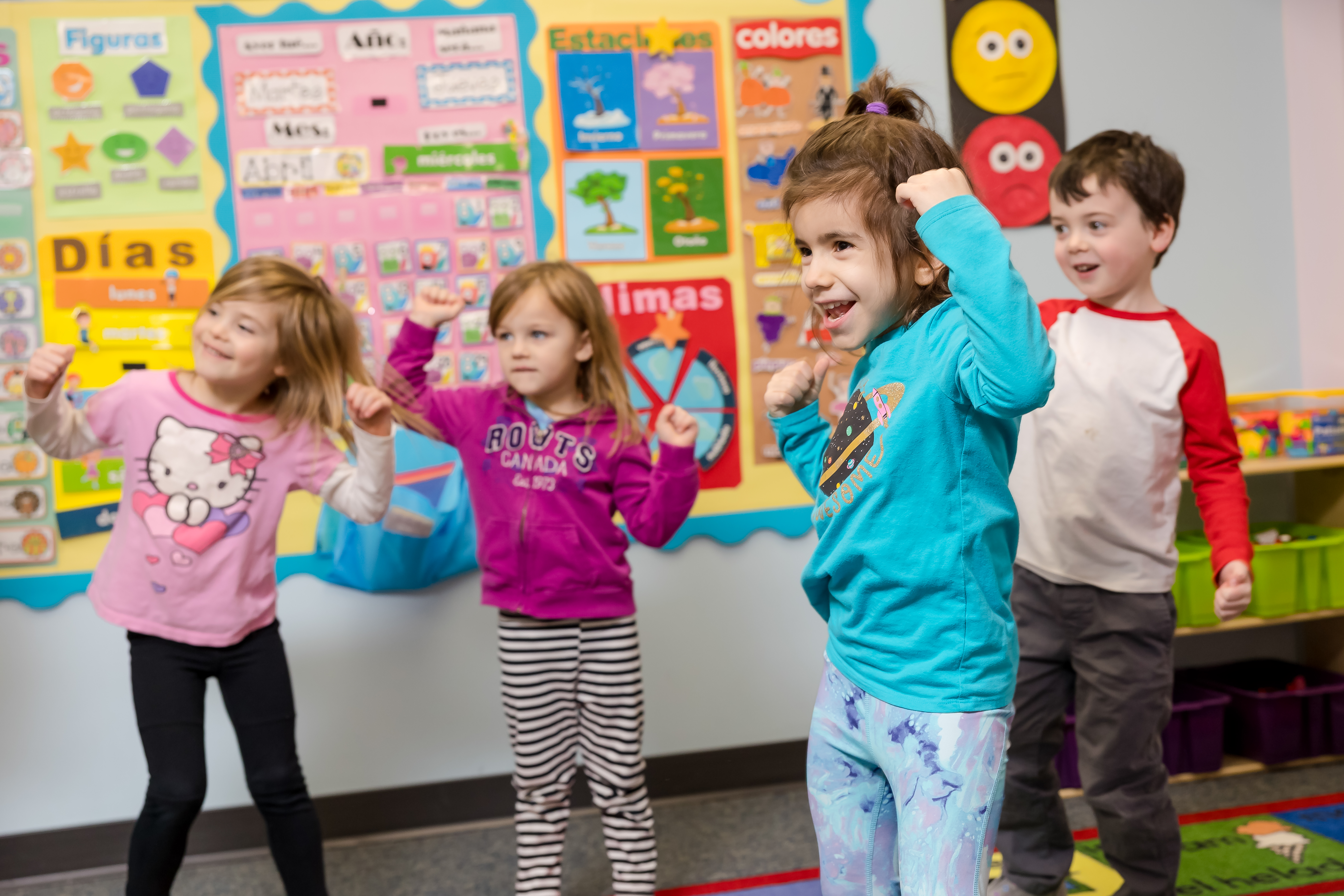 Preschool kids dancing to music